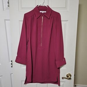 Trina Turk Women's Magenta Tunic Dress with Gold Zipper